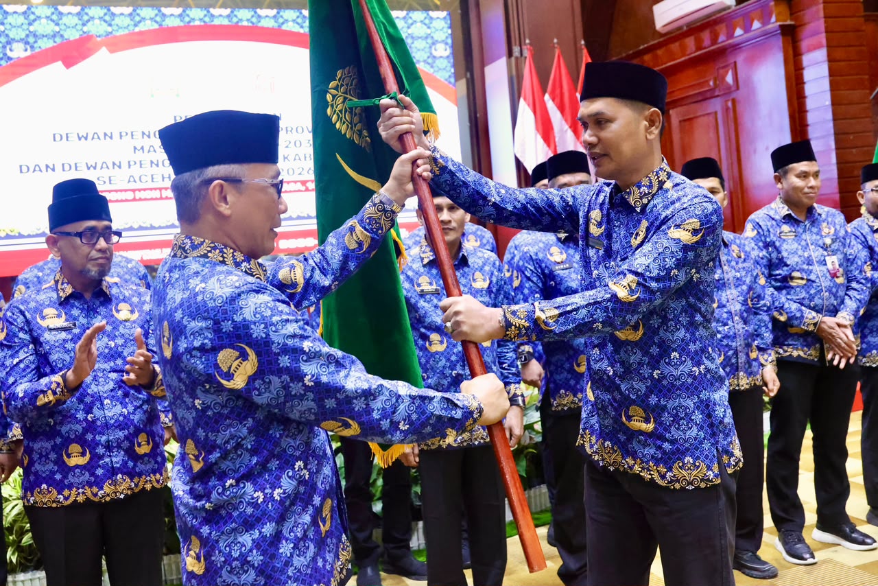 Sekretaris Daerah (Sekda) Aceh Muhammad Nasir resmi dilantik sebagai Ketua Dewan Pengurus KORPRI Aceh masa bakti 2025–2030 oleh Ketua Umum Dewan Pengurus KORPRI Nasional, Prof. Zudan Arif Fakrullah, di Anjong Mon Mata, Kompleks Meuligoe Gubernur Aceh, Selasa (14/7/2026).